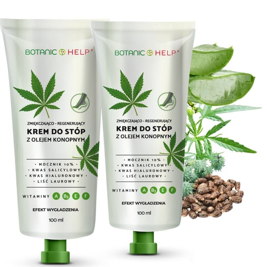 Botanic Help, 2 x Krem do stóp z olejem konopnym, na suchą i popękaną skórę, 2 x 100 ml Botanic Help