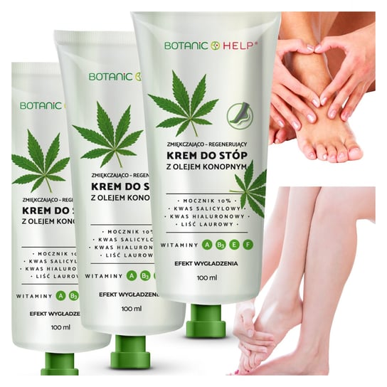 Botanic Help, Krem do stóp z olejem konopnym, na regenerację suchej skóry, 3x100 ml, 3 szt BotanicHelp
