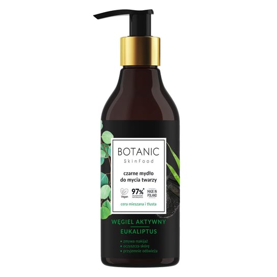 Botanic, Skinfood, Czarne mydło do mycia twarzy węgiel aktywny i eukaliptus, 250 ml Botanic