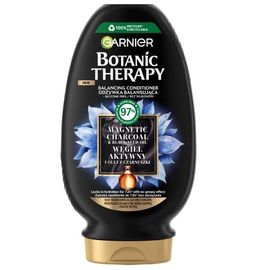 Botanic Therapy, Odżywka balansująca do przetłuszczających się włosów i suchej skóry głowy Węgiel Aktywny i Olej z Czarnuszki, 200 ml Garnier