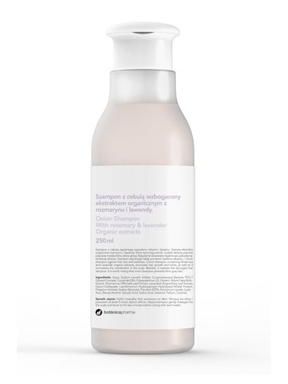 Botanicapharma, szampon z cebulą wzbogacony ekstraktem organicznym z rozmarynu i lawendy, 250 ml Botanicapharma