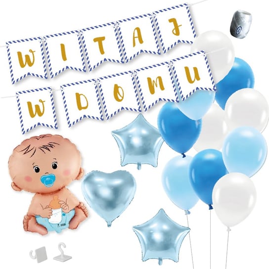 Box Witaj w domu - zestaw balonów - Niebieskie Paski OCHprosze