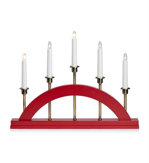 Bożonarodzeniowy świecznik dekoracyjny Bridge czerwony mosiądz Markslojd