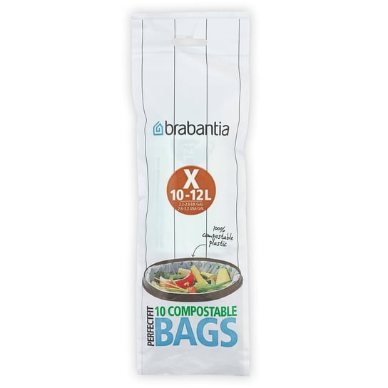 BRABANTIA - Compostable Bags - Worki na śmieci biodegradowalne - rozmiar X - 10-12 l - 10 szt. BRABANTIA