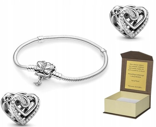 Bransoleta 21cm do Pandora + CHARMS B190 GLOBAL SILVER