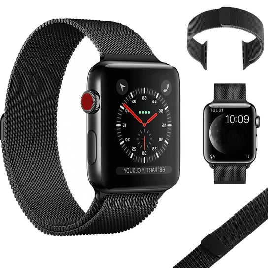 Bransoleta Milanese BLACK czarna do Apple Watch 4/5/6/SE 42/44 mm smartGEAR