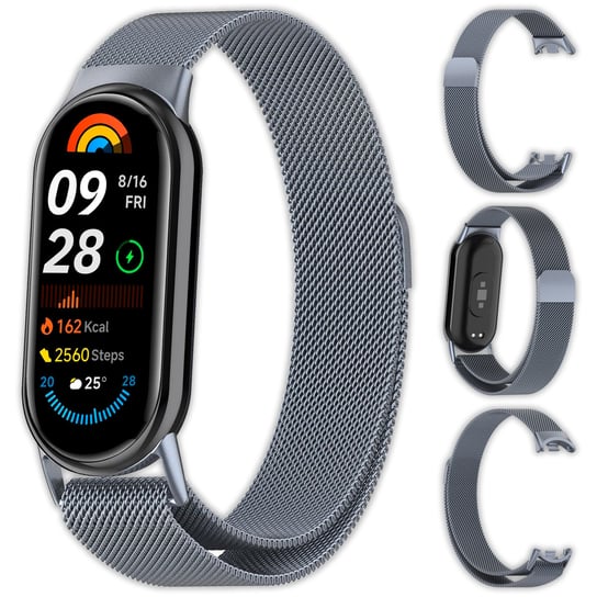 Bransoleta pasek opaska Milanese Vanfone ze stali nierdzewnej do Xiaomi Mi Smart Band 8/9, niebieski grafit Vanfone