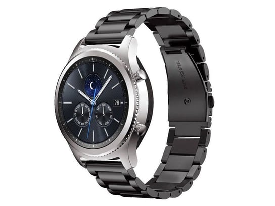 Bransoleta Stainless Steel 19cm do Samsung Gear S3/watch 46mm czarny (22mm) 4kom.pl