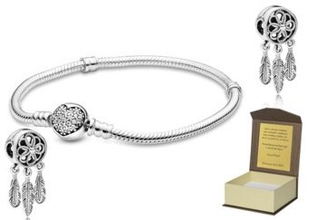 Bransoletka 20 cm do Pandora + CHARMS B119 GLOBAL SILVER