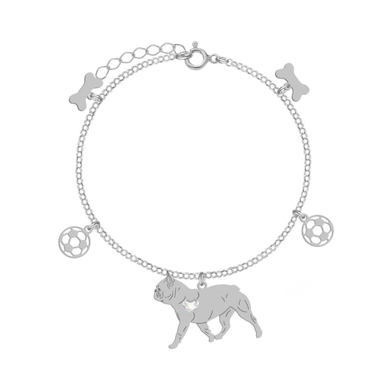 Bransoletka Bulldog Francuski serce GRAWER - MEJK Jewellery Radziszewska