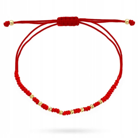 Bransoletka damska 585 diamentowane kuleczki na czerwonym sznurku stylowa Lovrin