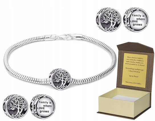 Bransoletka modułowa do CHARMS 18cm dedykacja B142 GLOBAL SILVER