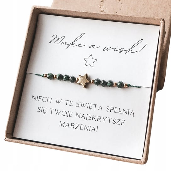 Bransoletka na nici z gwiazdką i malachitem prezent święta, amulet talizman TinyStone