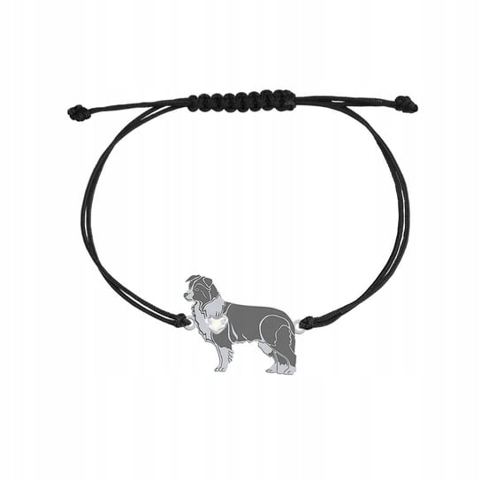 Bransoletka Srebrna 925 Border Collie Kobieta Prezent sznurek GRAWER GRATIS Mejk Jewellery