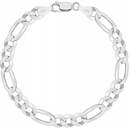 Bransoletka Srebrna Męska Pełna Figaro 1,10 cm Szeroka pr 925 Grawer Gratis Argmeta