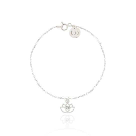 Bransoletka srebrna z kwiatem lotosu i kryształkiem LUO