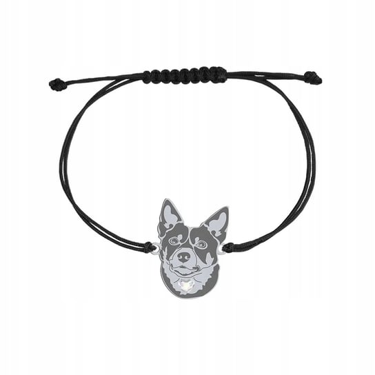 Bransoletka Srebrna z psem Australian Kelpie 925 sznurkowa Prezent GRAWER Mejk Jewellery
