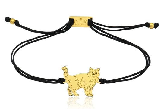 Bransoletka z kotem brytyjskim stojącym złotym na sznurku DeLaKinia