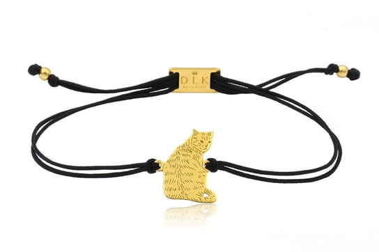 Bransoletka z kotem dachowcem złotym na sznurku DeLaKinia