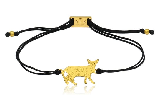 Bransoletka z kotem orientalnym złotym na sznurku DeLaKinia