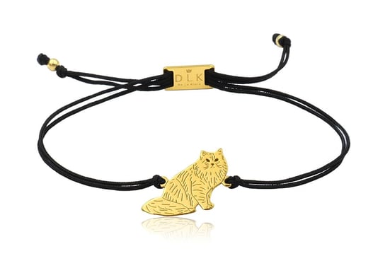 Bransoletka z kotem syberyjskim złotym na sznurku DeLaKinia