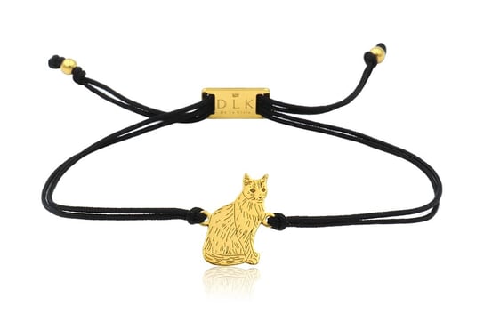 Bransoletka z kotem syjamskim złotym na sznurku DeLaKinia