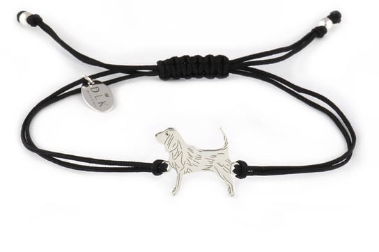 Bransoletka z psem beagle srebrnym na czarnym sznurku DeLaKinia
