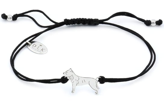Bransoletka z psem pitbullem srebrnym na czarnym sznurku DeLaKinia