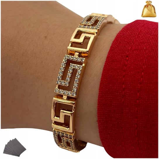 Bransoletka Złota Na Rękę Damska Szeroka Ze Stali Chirurgicznej Grecka 18K Golden Celebrity