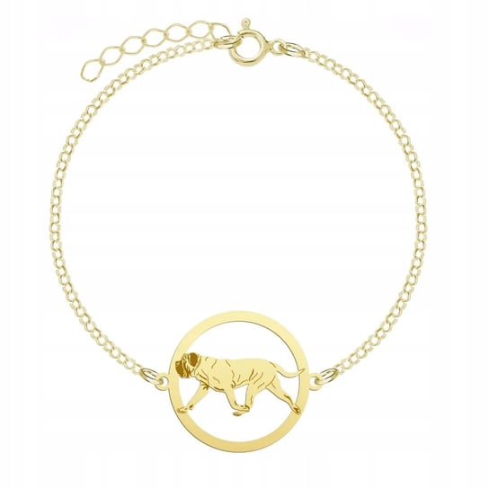 Bransoletka Złota z English Mastiff 925 Biżuteria Prezent Kobieta GRAWER Mejk Jewellery