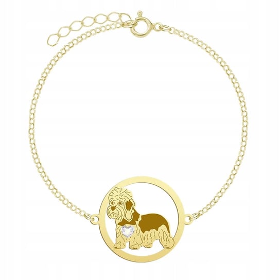 Bransoletka Złota z psem Dandie Dinmont Terrier 925 Łańcuszek GRAWER GRATIS Mejk Jewellery