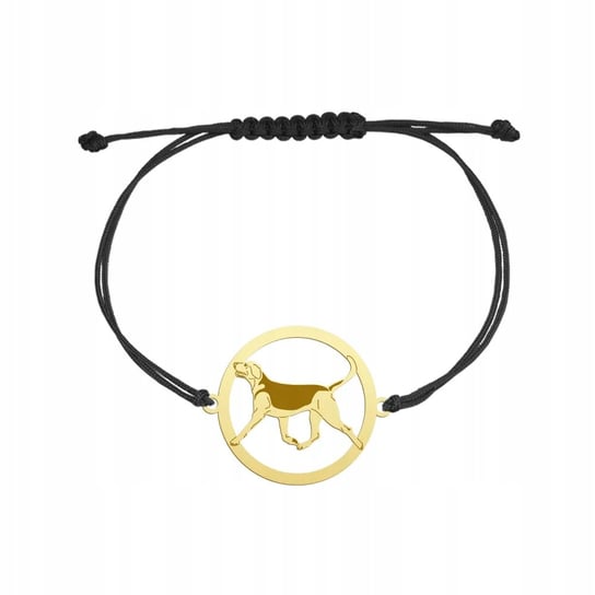 Bransoletka Złota z psem Ogar Polski 925 Sznurek Biżuteria Prezent GRAWER Mejk Jewellery