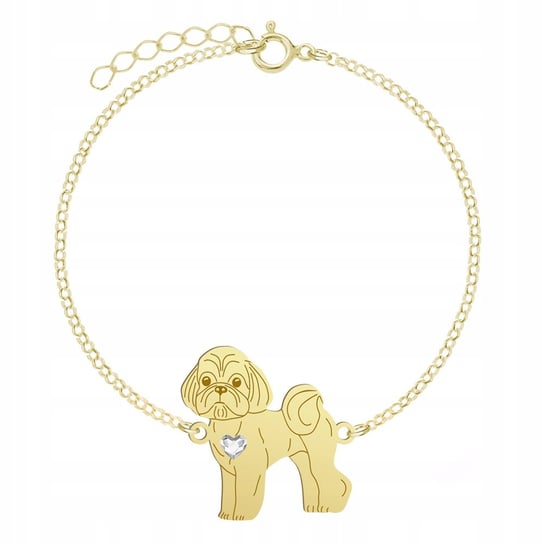 Bransoletka Złota z Shih Tzu 925 Łańcuszek Biżuteria Kobieta GRAWER GRATIS Mejk Jewellery