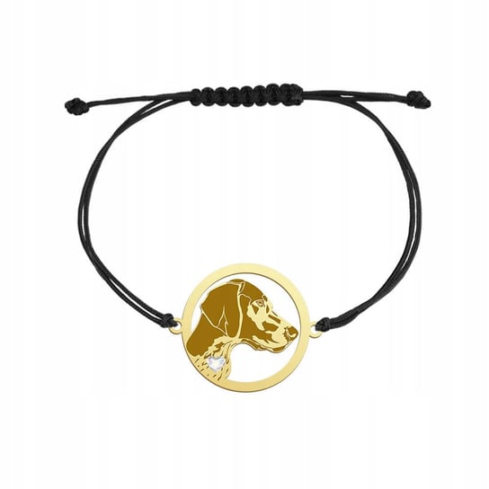 Bransoletka Złota z Wyżeł Niemiecki Krótkowłosy SREBRO 925 Sznurek GRAWER Mejk Jewellery
