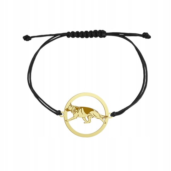 Branzoletka Złota Owczarek Niemiecki 925 sznurek Biżuteria GRAWER GRATIS Mejk Jewellery