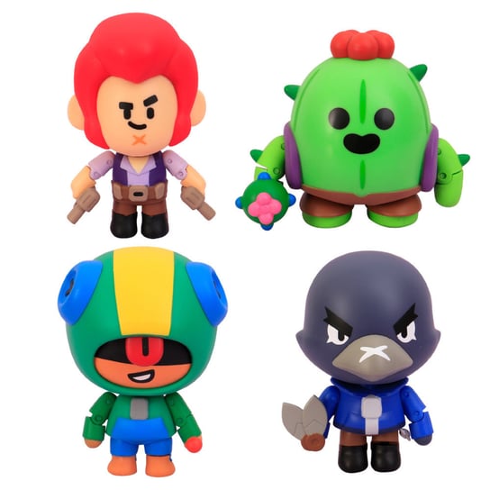 Brawl Stars Zestaw 4 Dużych Ruchomych Figurek Spike i Colt + Crow i Leon 11,5 cm BRAWL STARS