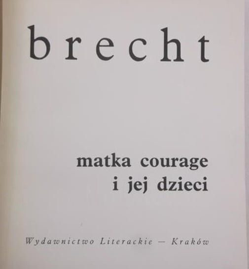 brecht matka courage Brecht Bertolt