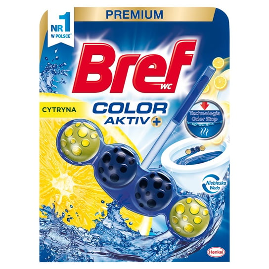 Bref Color Aktiv+ Zawieszka myjąco-zapachowa do muszli WC cytryna 50 g Bref