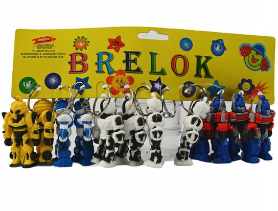 BRELOK DO KLUCZY DLA DZIECI ROBOT GUMOWY DO PLECAKA PREZENT ZESTAW 12SZT Midex