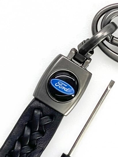 Brelok Do Kluczy Samochodowy Ford Metal Skóra Breloczek skórzany warkocz Inna marka