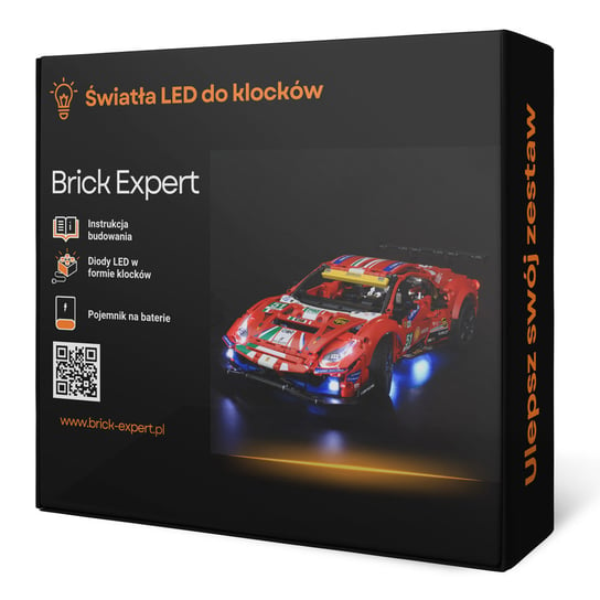 Brick Expert, Oświetlenie LED, do klocków, Ferrari 488 GTE 42125 Technic Brick Expert