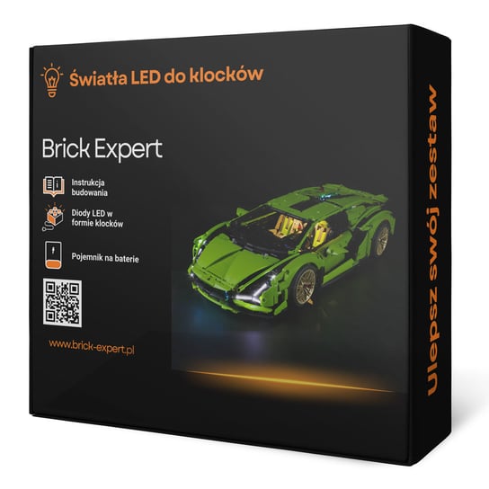 Brick Expert, Oświetlenie LED, do klocków, Technic Lamborghini Sián 42115 Brick Expert
