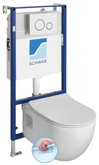 BRILLA WC wiszące Rimless, ze stelażem podtynkowym i przyciskiem Schwab, biały Inna marka