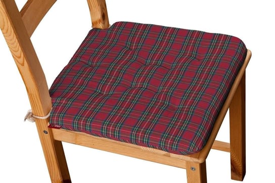 Bristol Siedzisko Olek na krzesło, czerwony, zielony, krata, 42x41x3,5 cm Dekoria