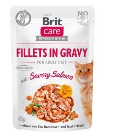 Brit Care Cat Pouches Fillets in gravy with Savory Salmon 85g Brit