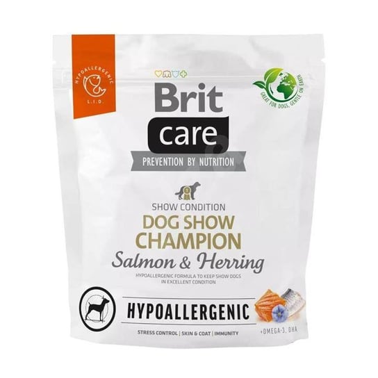 Brit Care Hypoallergenic Dog Show Champion Łosoś Śledź Sucha Karma Dla Psów Wystawowych 1kg Brit