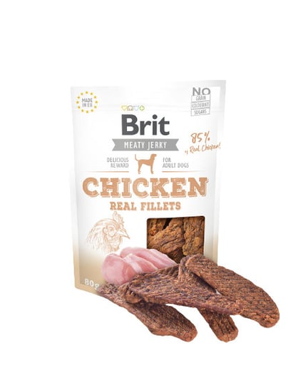 Brit Jerky, Przekąski dla psa, Chicken Fillets, 80 g Brit
