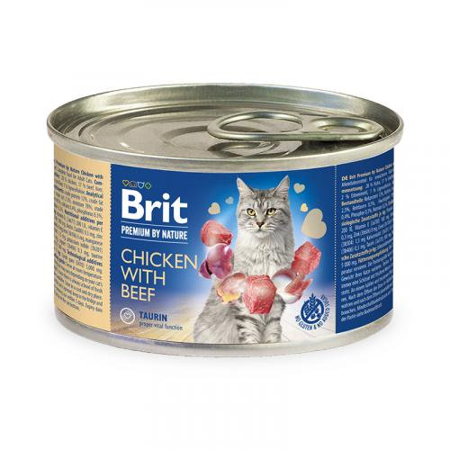 Brit Premium By Nature Cat Chicken & Beef - Mokra karma dla kota - puszka 200g Brit