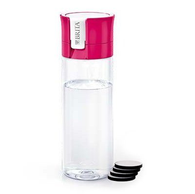 Brita, zestaw butelka filtrująca + 4 filtry do wody Microdisk, różowy, 600 ml Brita
