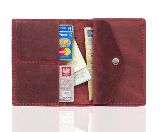 Brodrene, portfel z bilonówką sw08, skórzany, czerwony Brodrene